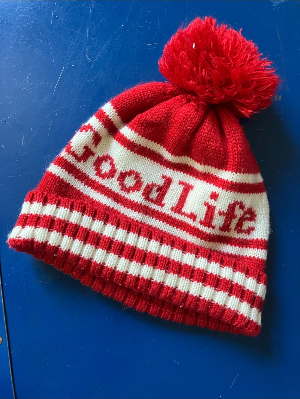 Goodlife Red and White Pom-Pom Knit Beanie for Kids